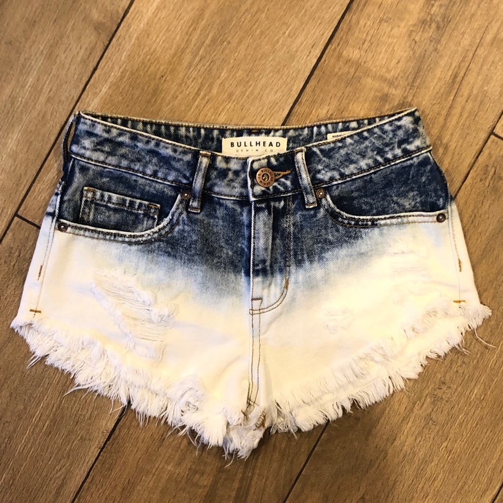 BULLHEAD 2 tone high rise denim shorts